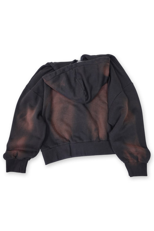 FADED LOGO ZIP-UP HOODIE -DARK CHARCOAL-