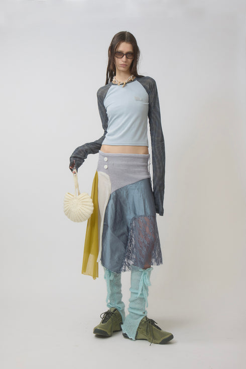 SPELL WAVE RAGLAN LONG SLEEVE TEE -LIGHT BLUE × CHARCOAL-