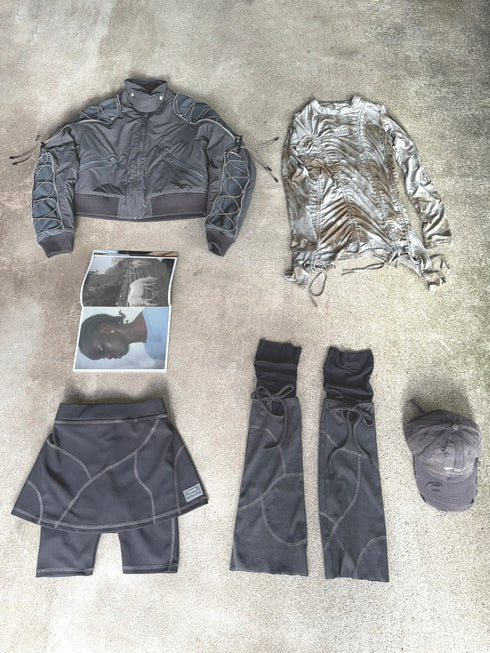 RUCHED ECLIPSE DYE TOP -GRAY MIX-