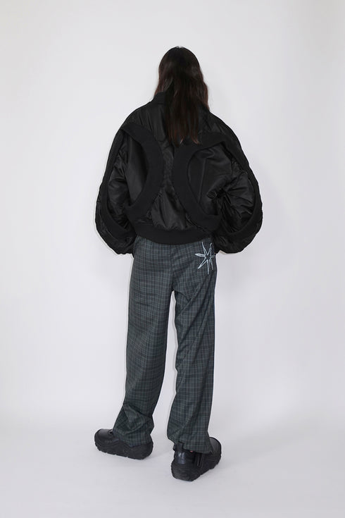 CIRCLE RIBBED NYLON MA-1 -BLACK-