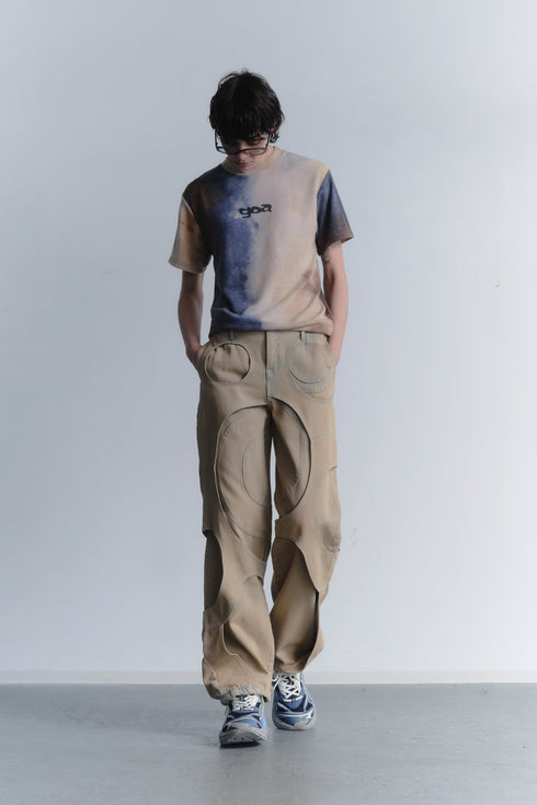 CIRCLE CUT-OUT PANTS -RUSTED BEIGE-