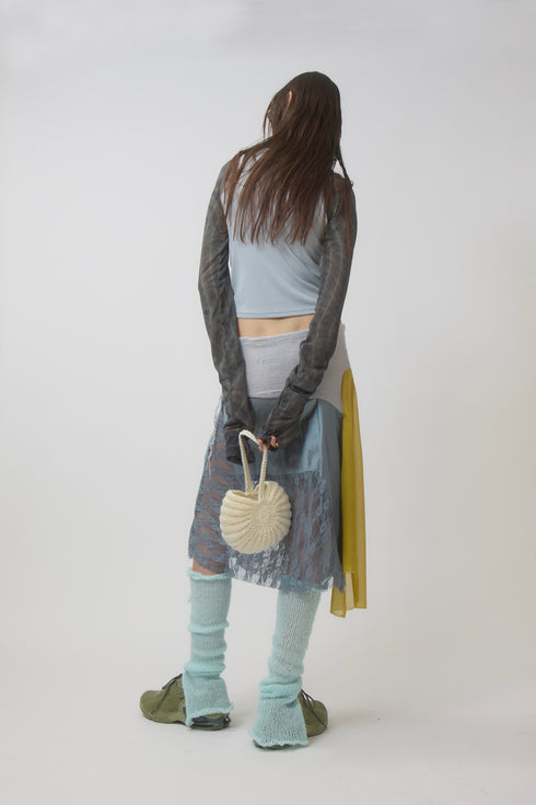 【PRE-ORDER】WAVY CHECK RAGLAN LONG SLEEVE TEE -LIGHT BLUE × CHARCOAL-