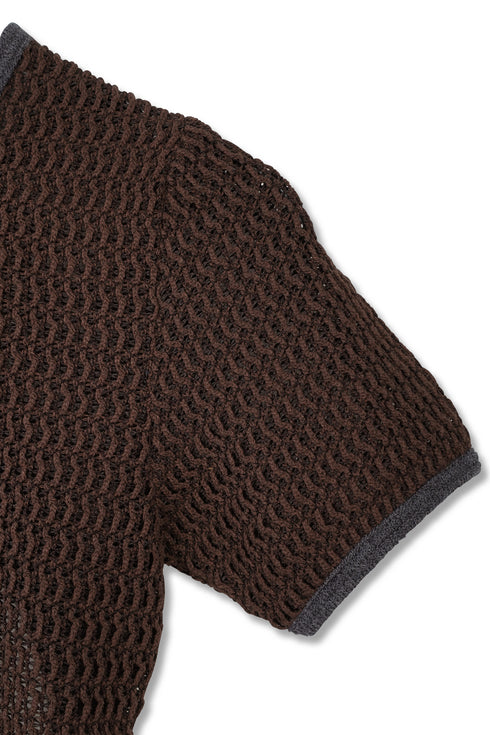 CLOSS MESH TOPS -BROWN×CHARCOAL- *Last1