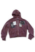WASHED PATCHWORK ZIP-UP HOODIE -DARK RED- *Last1