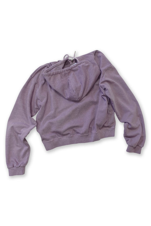 WASHED PATCHWORK ZIP-UP HOODIE -DARK PURPLE-