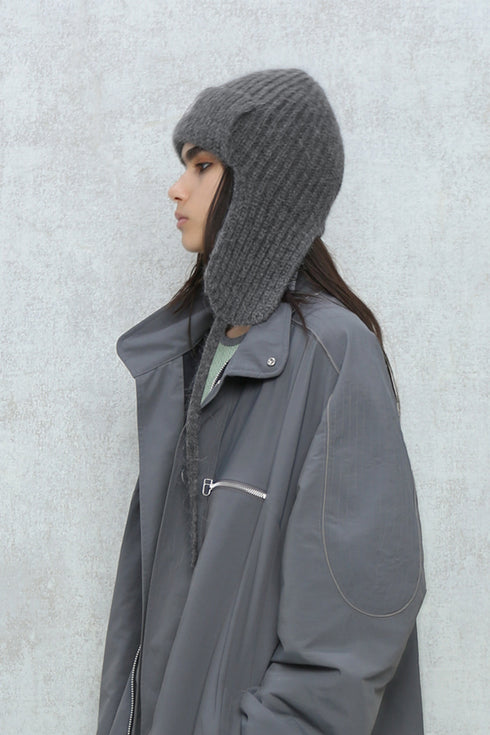DRAW CODE MOHAIR KNIT CAP -CHARCOAL-