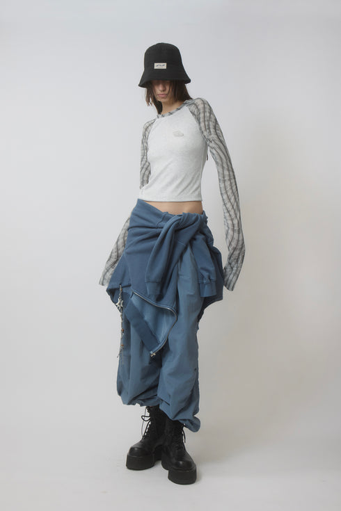 【PRE-ORDER】NYLON TUCK STITCH PANTS -STEEL BLUE-
