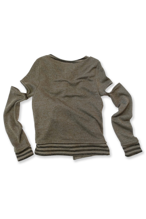 PATCHWORK LAYERED CARDIGAN -KHAKI- *Last1