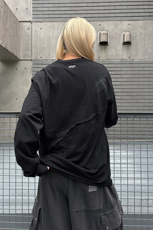 TERRAIN CUT-OUT LONG SLEEVE TEE -BLACK- *Last1