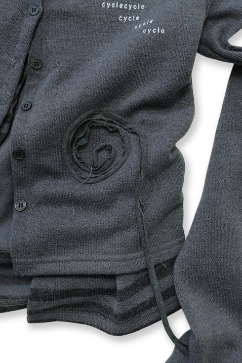 PATCHWORK LAYERED CARDIGAN -CHARCOAL-