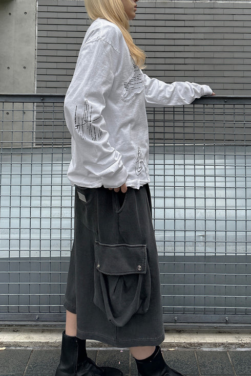 TERRAIN CUT-OUT LONG SLEEVE TEE -WHITE-