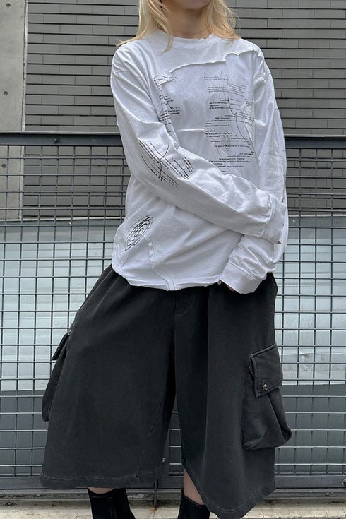 TERRAIN CUT-OUT LONG SLEEVE TEE -WHITE-