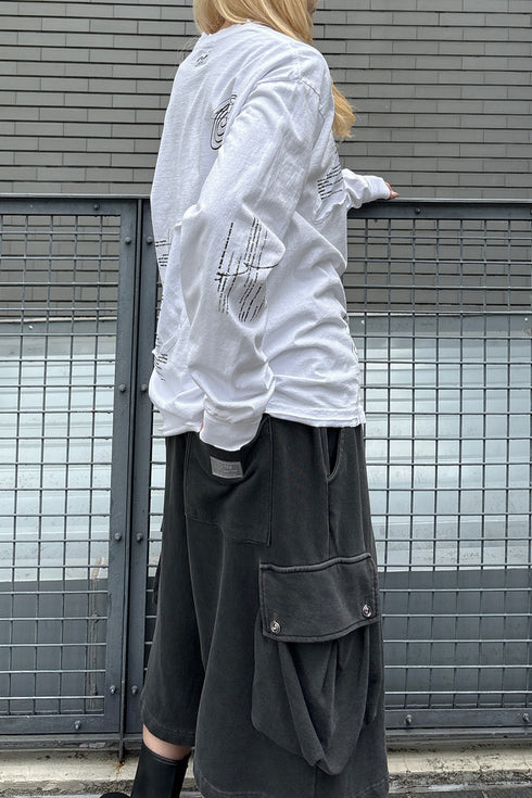 TERRAIN CUT-OUT LONG SLEEVE TEE -WHITE-