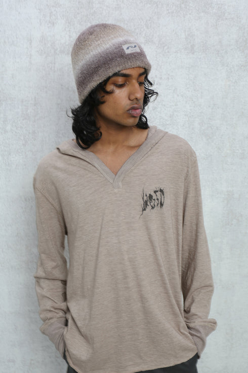 GRADATION KNIT CAP -BROWN-