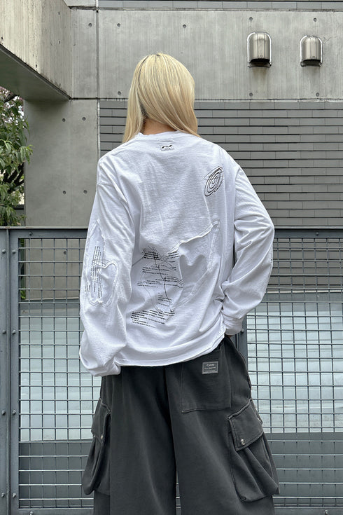 TERRAIN CUT-OUT LONG SLEEVE TEE -WHITE-