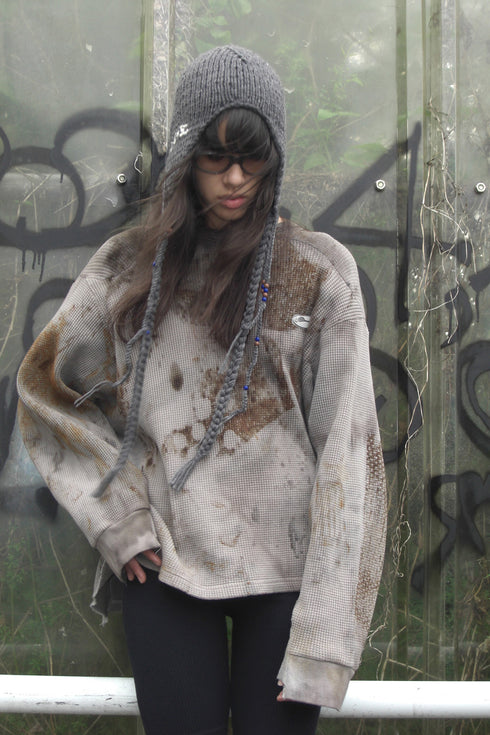 Allergy × Cycle HANDMADE KNIT FLIGHT CAP -CHARCOAL-