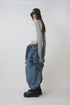 NYLON TUCK STITCH PANTS -STEEL BLUE-
