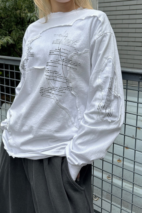 TERRAIN CUT-OUT LONG SLEEVE TEE -WHITE-