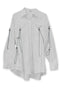 DRAWSTRING-EYELET STRIPED SHIRT -WHITE-
