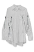 DRAWSTRING-EYELET STRIPED SHIRT -WHITE-