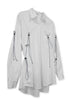 DRAWSTRING-EYELET STRIPED SHIRT -WHITE-
