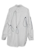 DRAWSTRING-EYELET STRIPED SHIRT -WHITE-