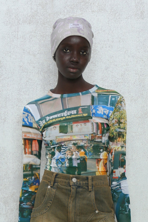 INDIA PHOTO BEANIE -PURPLE GOA- *Last1