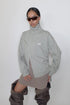 ZIP-UP DECONSTRUCTED SWEAT TOPS -GRAY-
