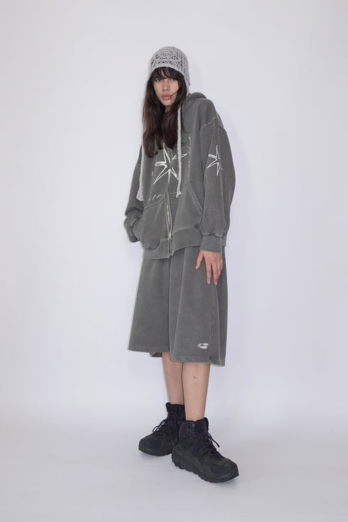 Mayte × Cycle ECHO STAR WASHED ZIP-UP HOODIE -GRAY-