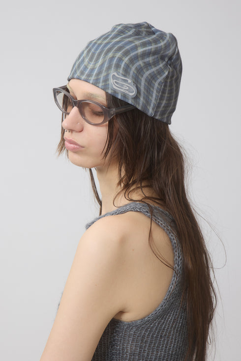 WAVY CHECK BEANIE -BLUE MIX-