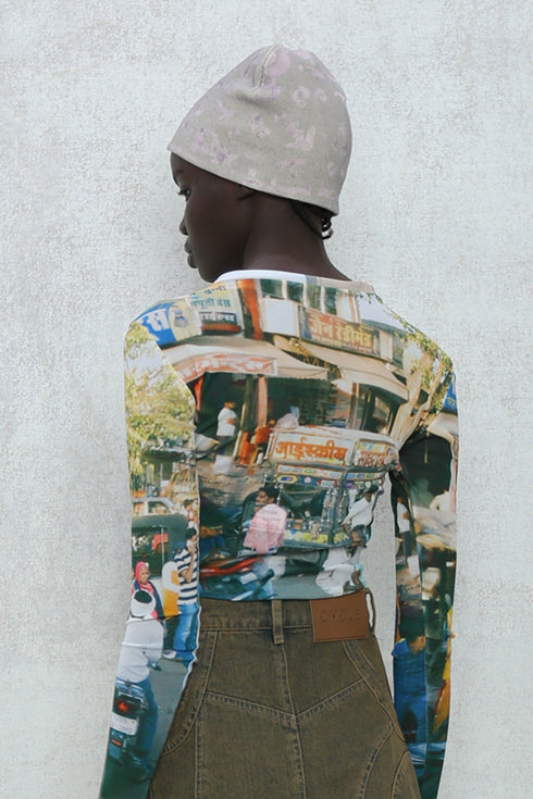 INDIA PHOTO BEANIE -PURPLE GOA- *Last1