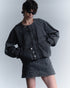 CIRCLE CUT-OUT DENIM JACKET -BLACK- *Last1