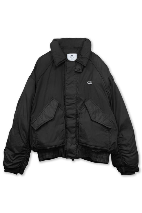 GATHERED BACK DOWN JACKET -BLACK-