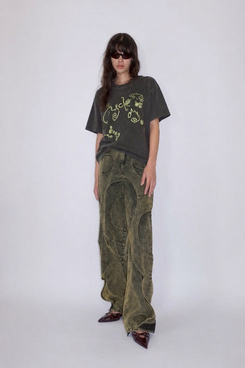 WASHED RITUAL SPIRAL TEE -VINTAGE BLACK-