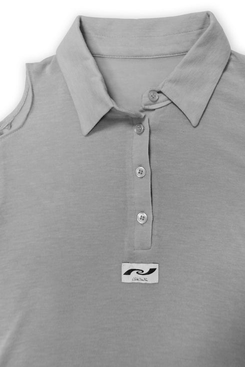 CUT-OUT SHEER POLO SHIRT