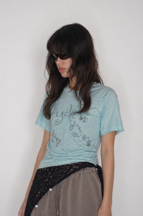 WASHED RITUAL SPIRAL TEE -SAX BLUE- *Last1