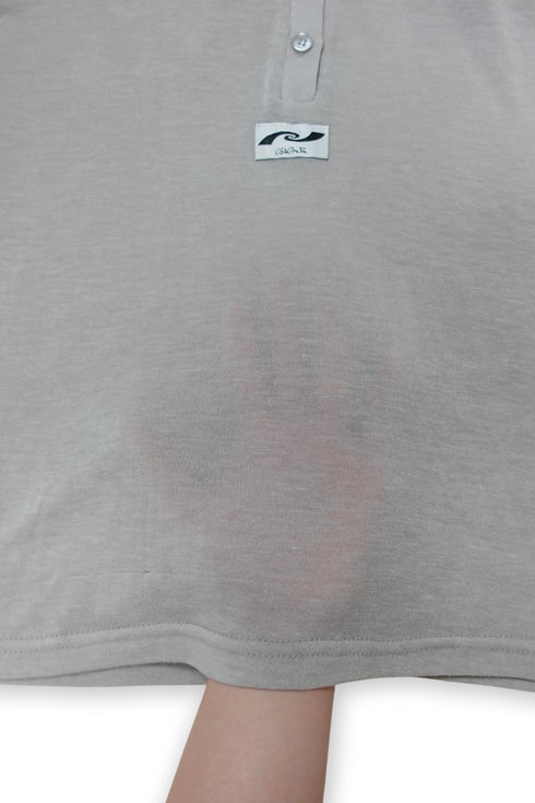 CUT-OUT SHEER POLO SHIRT