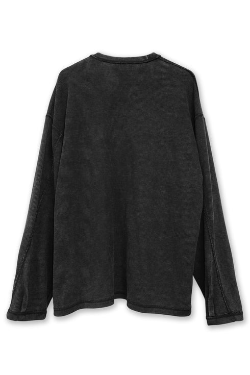 【RESTOCK】CUT-OUT LOGO WAFFLE TOPS -BLACK- *Last1
