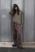 WASHED LACE-UP LONG SLEEVE TEE