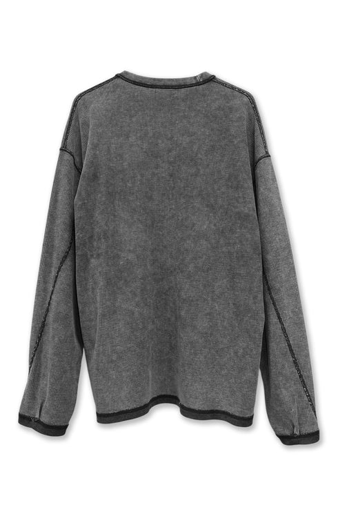 【RESTOCK】CUT-OUT LOGO WAFFLE TOPS -CHARCOAL-