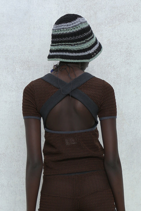 SUMMER MULTI BORDER HAT -BLACK MIX-