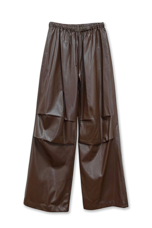 VEGAN LETHER WIDE PANTS