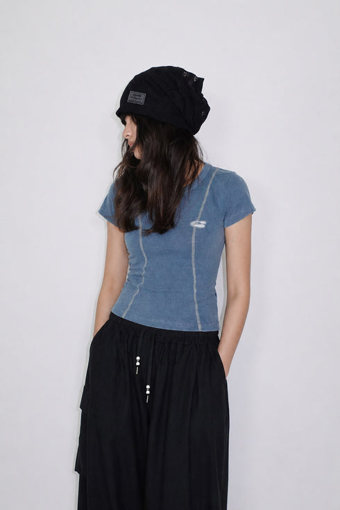 WASHED LINE BABY TEE -BLUE-