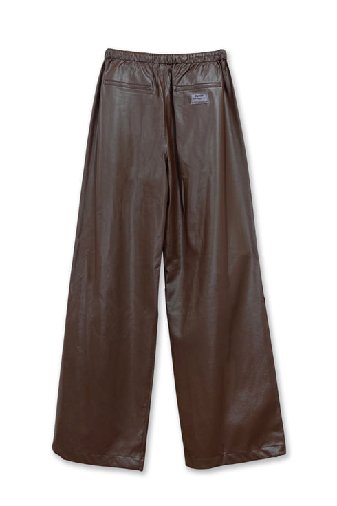 VEGAN LETHER WIDE PANTS