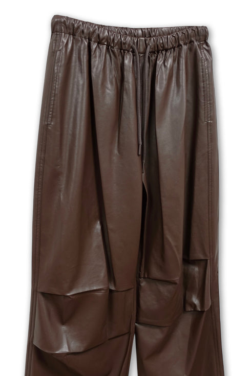 VEGAN LETHER WIDE PANTS