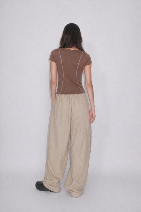 WASHED LINE BABY TEE -BROWN-