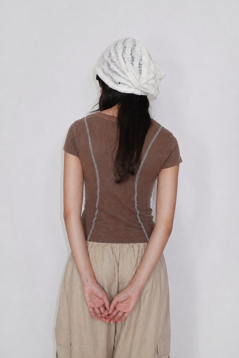 WASHED LINE BABY TEE -BROWN-
