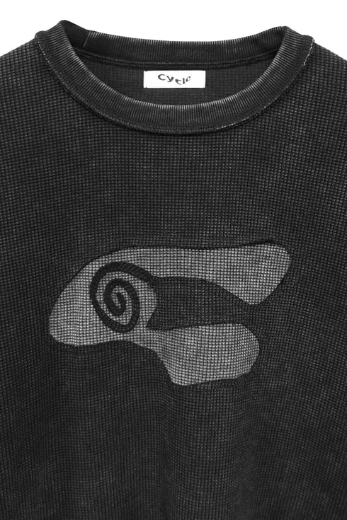 【RESTOCK】CUT-OUT LOGO WAFFLE TOPS -BLACK- *Last1