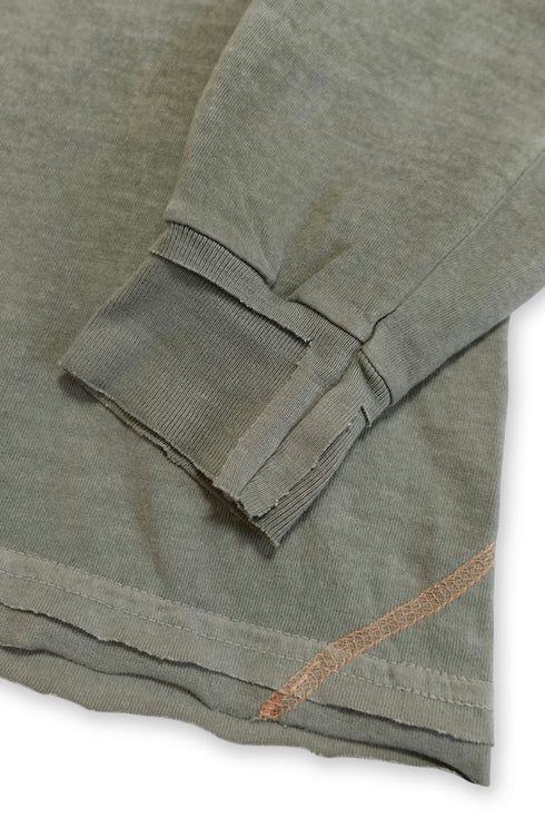 WASHED LACE-UP LONG SLEEVE TEE