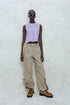 CIRCLE CUT-OUT PANTS -RUSTED BEIGE-